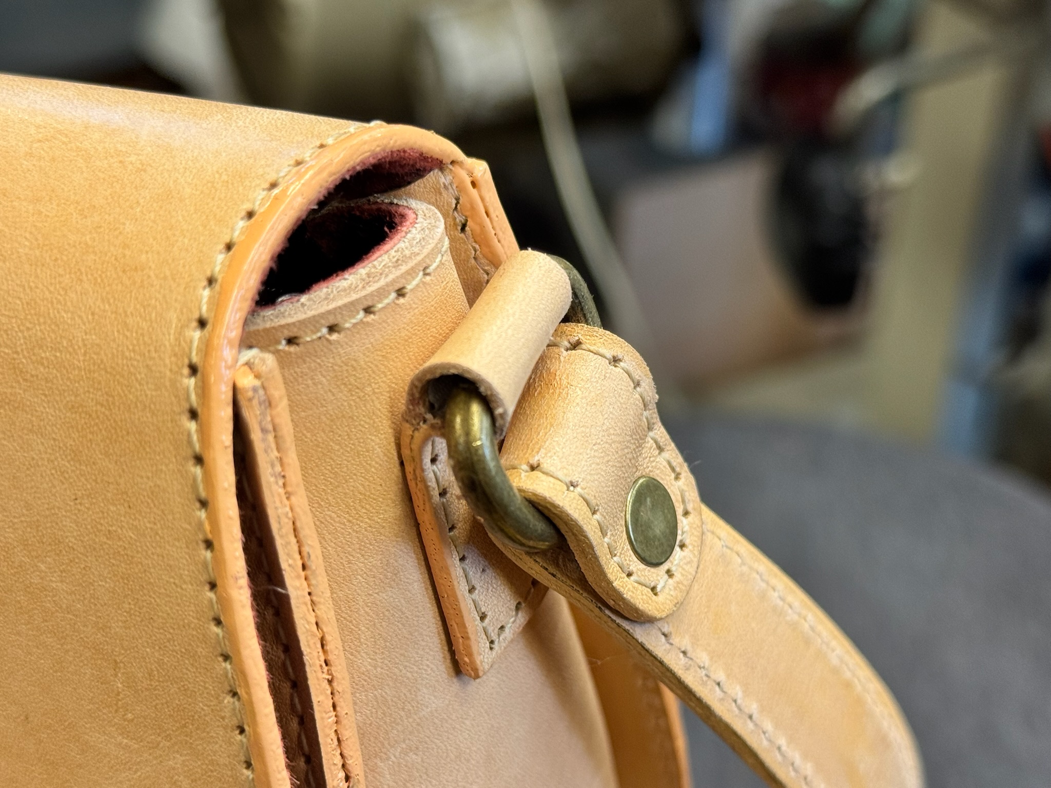 Athens I Work Folio — vegetable-tanned leather laptop bag with hand-stitched brass hardware, crafted in European artisan workshop